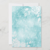 Aquamarin Adorable Bokeh Weiße Rosen 16 . Geburtst Einladung (Rückseite)