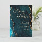 Aquamarin Agate Foto Hochzeit Sichern Sie das Datu Save The Date (Stehend Vorderseite)