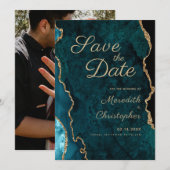 Aquamarin Agate Foto Hochzeit Sichern Sie das Datu Save The Date (Vorne/Hinten)