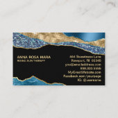 *~* Aquamarin Agate Geode Gold Glitzer Glam Black Visitenkarte (Rückseite)