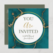 Aquamarin Agate Geode Gold Kintsugi Einladung (Vorne/Hinten)