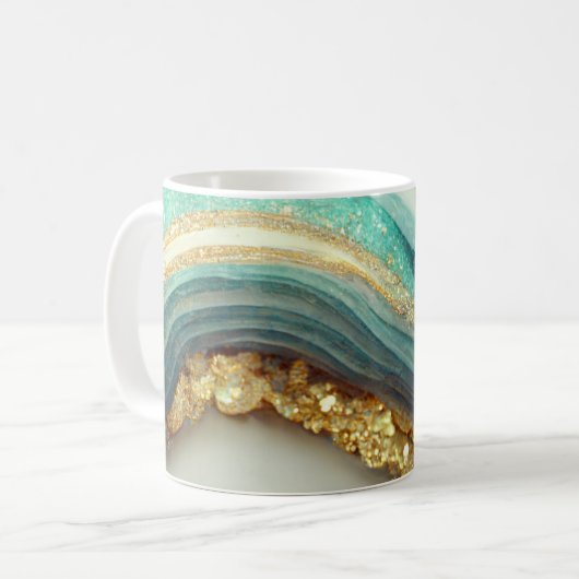 Aquamarin Agate Geode Stone Kaffeetasse (Vorderseite Links)