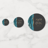 Aquamarin Agate Gold Glitzer Foto Dark Wedding Konfetti (Vorderseiten)