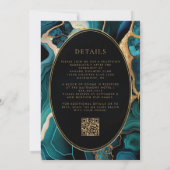 Aquamarin Agate Gold Oval Frame QR Code Hochzeit Einladung (Rückseite)