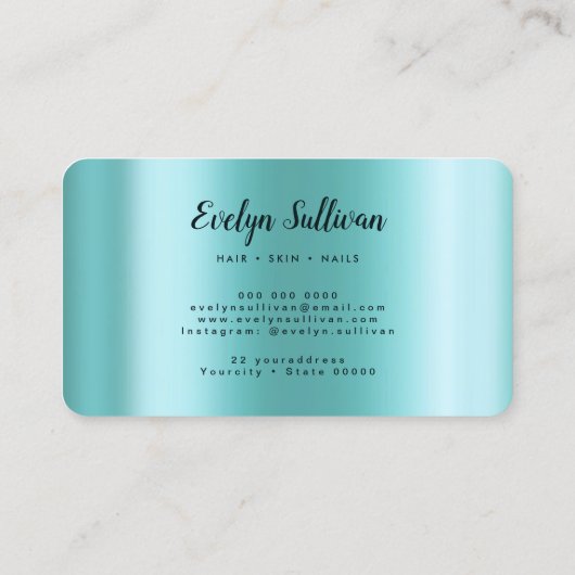 Aquamarin Agate Imitate Visitenkarte untersuchen (Rückseite)