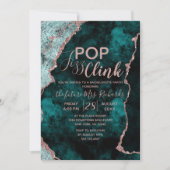 Aquamarin Agate Pop Fizz Clink Junggeselinnen-Absc Einladung (Vorderseite)