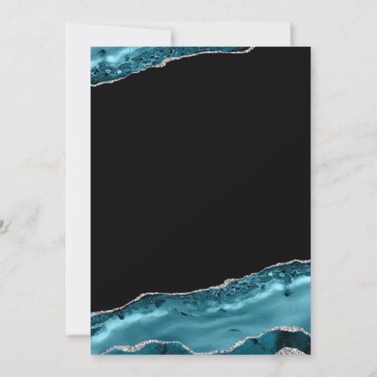 Aquamarin Agate Silver Glitzer Geode Formal Hochze Einladung (Rückseite)