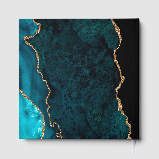 Aquamarin Agate Wedding Gold Gästebuch (Rückseite)