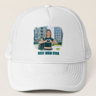 Aquamarin Alle Caps Beste Mama je Foto Truckerkappe