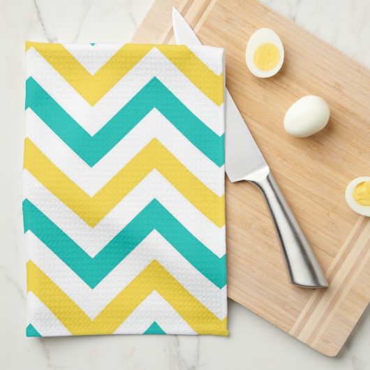 Aquamarin, Ananas, Welch großes Zickzack ZigZag-Mu Geschirrtuch (Viertel Falte)