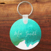 Aquamarin Aqua Aquarell niedlicher Mädchenname Schlüsselanhänger (Vorderseite)