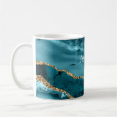 Aquamarin Aqua Blue Agate Gold Glitzer Kaffeetasse (Links)