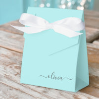 Aquamarin Aqua Blue Girly Script Monogram Name Mod