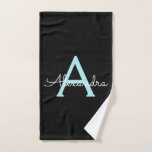 Aquamarin Aqua Blue Girly Script Monogram Name Mod Handtuch<br><div class="desc">Schwarz und Aquamarin Aqua Blue Simple Script Monogram Name Spiral Notebook Planner. Das macht den perfekten 16 Geburtstag,  Hochzeit,  Brautparty,  Jubiläum,  Babydusche oder Junggeselinnen-Abschied Geschenk für jemanden,  der Lieben glamourösen Luxus und schicke Stile.</div>