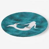 Aquamarin Aqua Blue Glitzer Sparkle Meerjungfrau Pappteller (Schrägansicht)