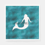 Aquamarin Aqua Blue Glitzer Sparkle Meerjungfrau Serviette (Vorderseite)