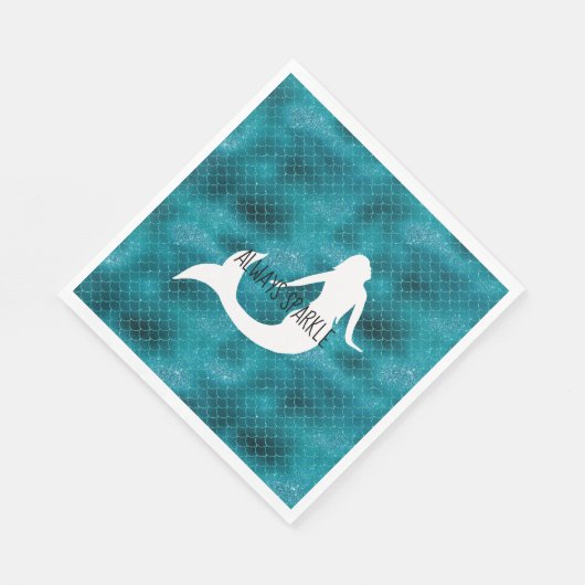 Aquamarin Aqua Blue Glitzer Sparkle Meerjungfrau Serviette (Ecke)