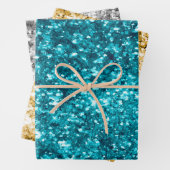 Aquamarin Aqua Blue Glitzer Sparkone Geschenkpapier Set (Beispiel)