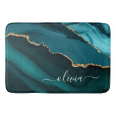 Aquamarin Aqua Blue Green Agate Geode Gold Monogra Badematte (Vorderseite)