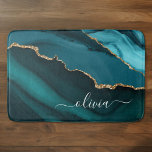 Aquamarin Aqua Blue Green Agate Geode Gold Monogra Badematte<br><div class="desc">Teal Aqua Blue Green und Gold Foil Agate Geode Monogram Schöne elegante Script Name Badezimmer Bad Mat. Das macht das perfekte süße 16, 13, 15, 16, 18, 21., 30., 40., 50., 60., 70., 80., 90., 100. Geburtstag, Hochzeit, Brautparty, Jubiläum, Babydusche, Abschluss oder Junggeselinnen-Abschied Geschenk für jemanden, der sie dekoriert Zimmer...</div>