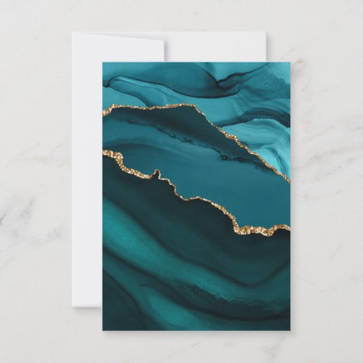 Aquamarin Aqua Blue Green Agate Geode Gold Monogra Dankeskarte (Rückseite)