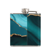 Aquamarin Aqua Blue Green Agate Geode Gold Monogra Flachmann (Rückseite)