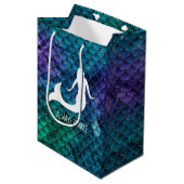 Aquamarin Aqua Blue Lila Sparkone Mermaid Mittlere Geschenktüte (Vorderseite Schrägansicht)