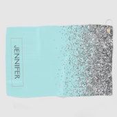 Aquamarin Aqua Blue Silver Glitzer Girl Monogram N Golfhandtuch (Horizontal)