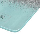 Aquamarin Aqua Blue Silver Glitzer Girl Monogram N Schneidebrett (Ecke)