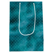 Aquamarin Aqua Blue Sparkle Glitzer Mermaid Mittlere Geschenktüte (Rückseite)