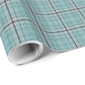 Aquamarin Aqua Blue Tartan Kariert Geschenkpapier (Rolleneckpunkt)
