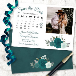 Aquamarin & Aqua Boho Rose Hochzeiten Kalender & F Save The Date