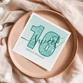Aquamarin Aqua Glitzer Script Sweet 16 Geburtstag Serviette