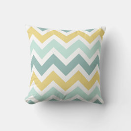 Aquamarin, Aqua, Gold Zigzag Zickzack Muster Kissen