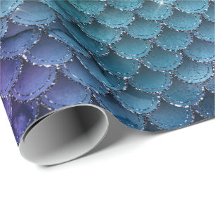 Aquamarin Aqua Lila Mermaid Sparkasse Geschenkpapier