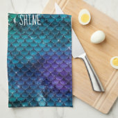 Aquamarin Aqua Lila Mermaid Sparkasse Geschirrtuch (Viertel Falte)