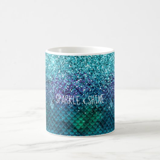 Aquamarin Aqua Lila Mermaid Sparkasse Glitzer Kaffeetasse (Mittel)