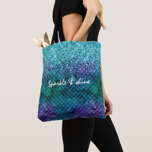 Aquamarin Aqua Lila Mermaid Sparkasse Glitzer Tasche