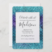 Aquamarin Aqua Lila Mermaid Sparkle Glitzer Einladung (Vorderseite)