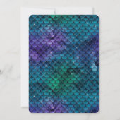 Aquamarin Aqua Lila Mermaid Sparkle Glitzer Einladung (Rückseite)