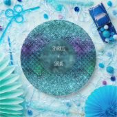 Aquamarin Aqua Lila Mermaid Sparkle Glitzer Pappteller (Party)