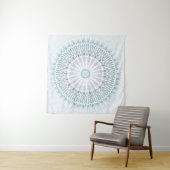 Aquamarin Aqua Modern Geometric Mandala Wandteppich (Beispiel (Horizontal))