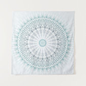 Aquamarin Aqua Modern Geometric Mandala Wandteppich (Vorderseite)