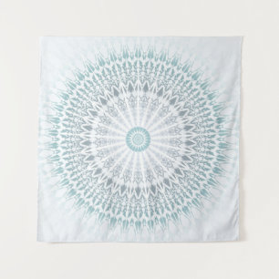 Aquamarin Aqua Modern Geometric Mandala Wandteppich