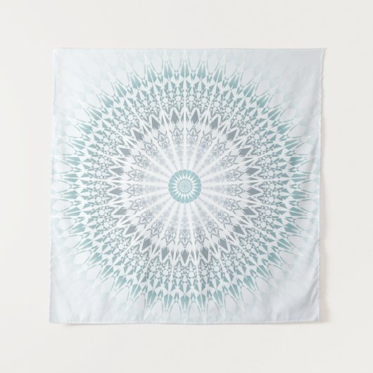 Aquamarin Aqua Modern Geometric Mandala Wandteppich (Vorderseite)