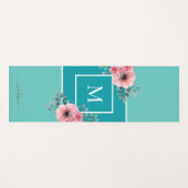 Aquamarin & Aqua | Monogramm der Aquarellfarben-Bl Yogamatte (Vorderseite (Horizontal))