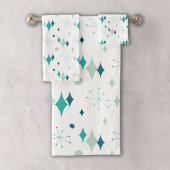 Aquamarin, Aqua Sternexplosion Mitte Jahrhundert M Badhandtuch Set