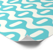 Aquamarin, Aqua Wavy Retro Muster Poster (Ecke)