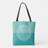 Aquamarin Aqua white owl mandala Lehrer Wertschätz Tasche (Rückseite)