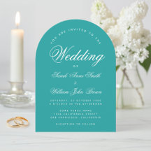 Aquamarin Arch Simple Modern Elegante Script Weddi